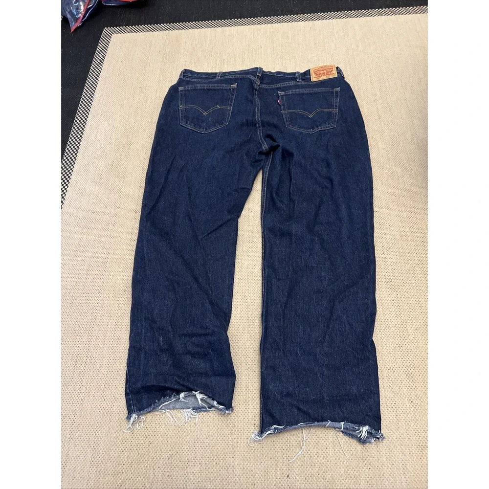 Levis 550 Mens Relaxed Fit Blue Cotton Jeans 42x30 Raw Hem 005500216